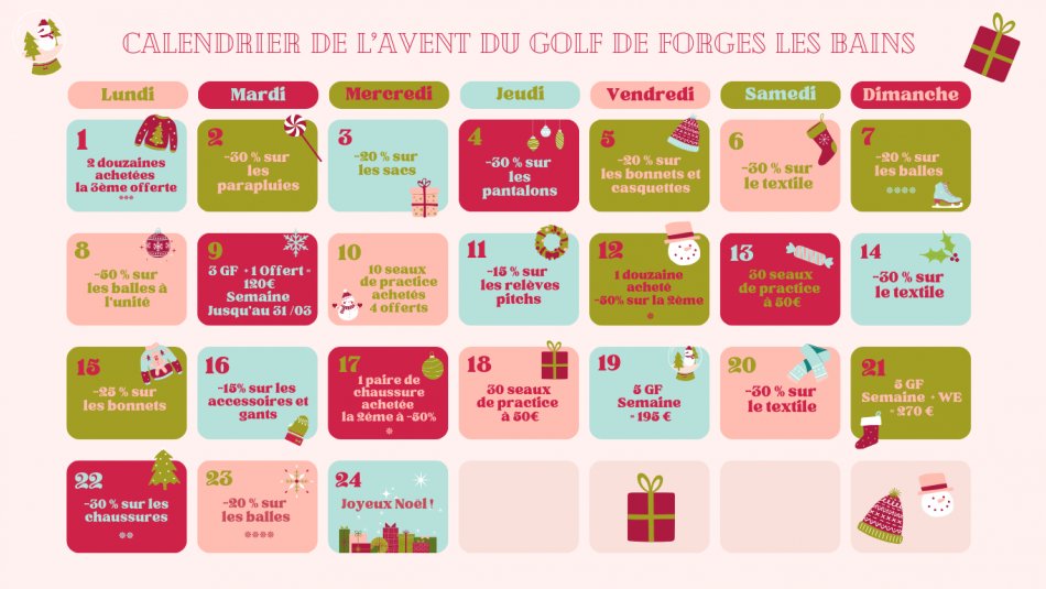 Calendrier de l’Avent du GOLF DE FORGES LES BAINS