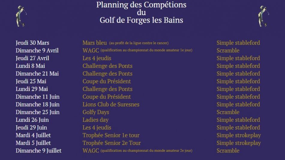 Planning des Compétitions 1er Semestre 2023